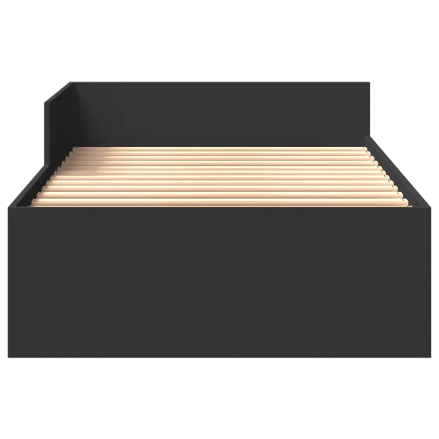 Cadre de lit sans matelas noir 75x190 cm bois ingénierie - 5