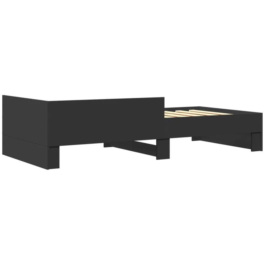 Cadre de lit sans matelas noir 75x190 cm bois ingénierie - 6
