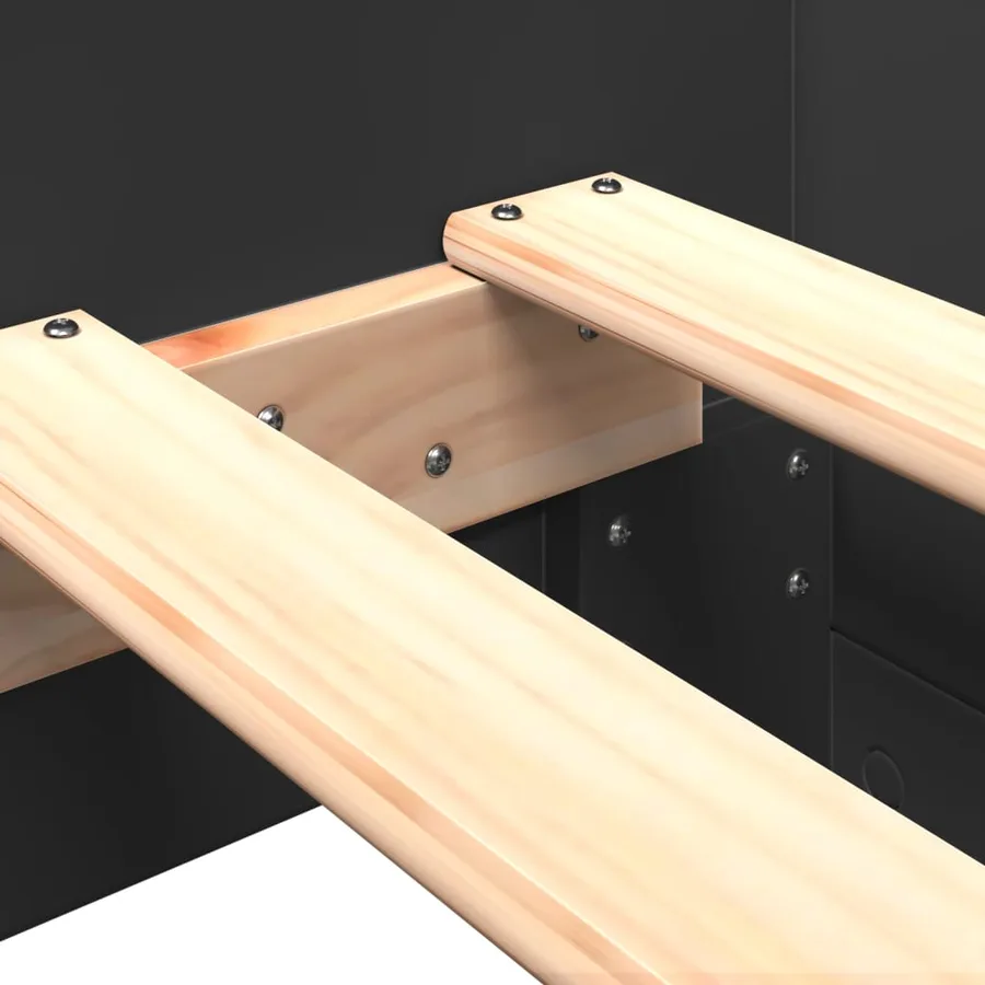 Cadre de lit sans matelas noir 75x190 cm bois ingénierie - 7