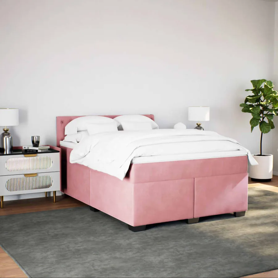 Sommier à lattes de lit avec matelas Rose 160x200 cm Velours - 3