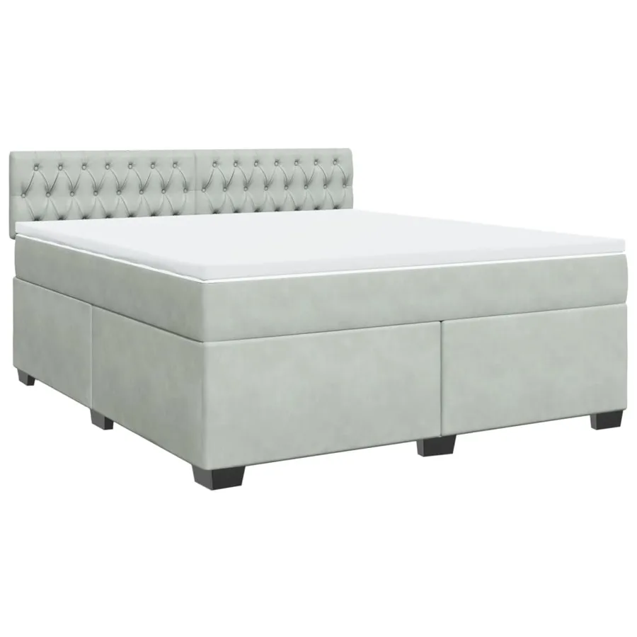 Sommier à lattes de lit et matelas Gris clair 180x200cm Velours - 2