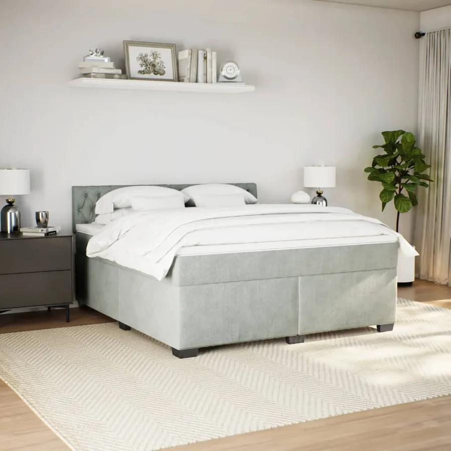 Sommier à lattes de lit et matelas Gris clair 180x200cm Velours - 3