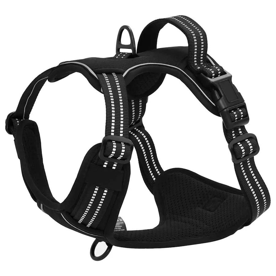 Harnais pour chien avec bandes réfléchissantes réglables noir L - 5
