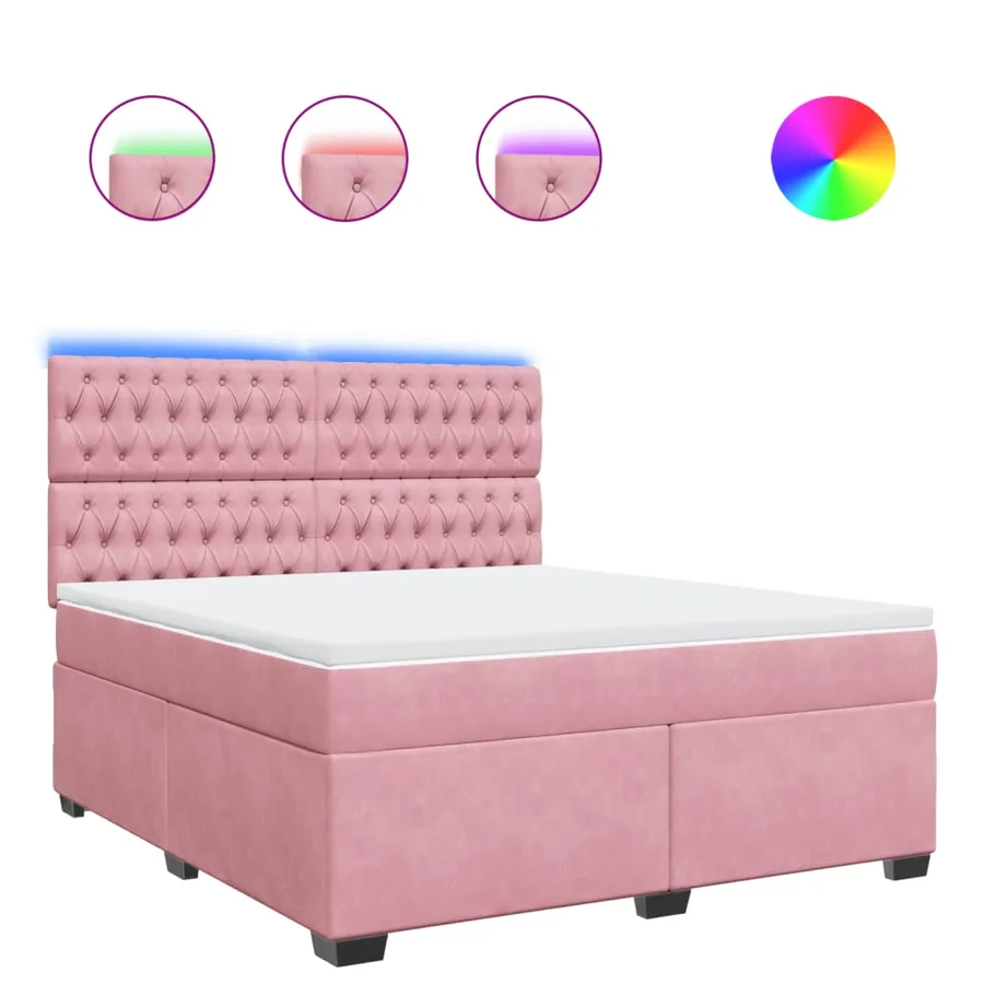 Sommier à lattes de lit avec matelas Rose 180x200 cm Velours - 2