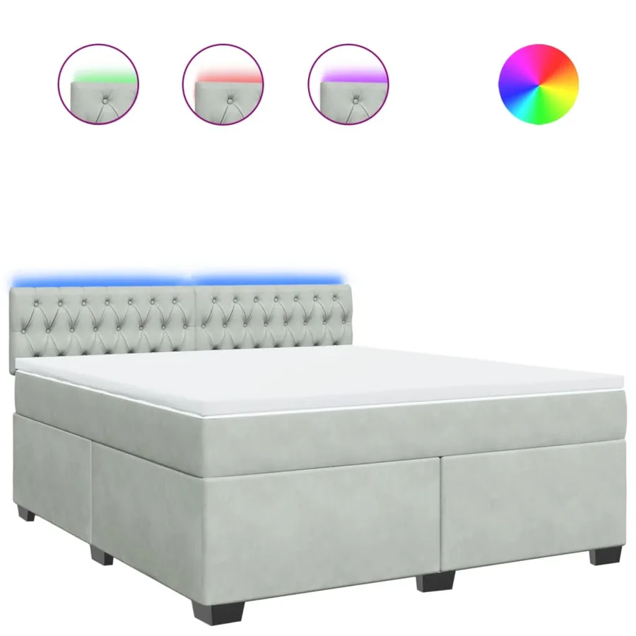 Sommier à lattes de lit et matelas Gris clair 180x200cm Velours - 2