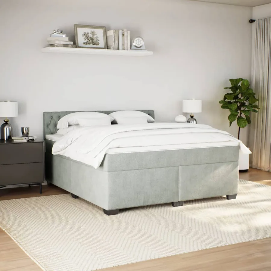 Sommier à lattes de lit et matelas Gris clair 180x200cm Velours - 5