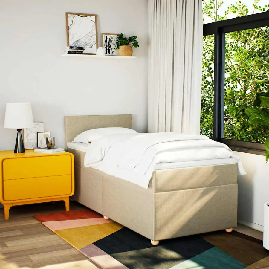 Sommier à lattes de lit avec matelas Crème 80x200 cm Tissu - 3