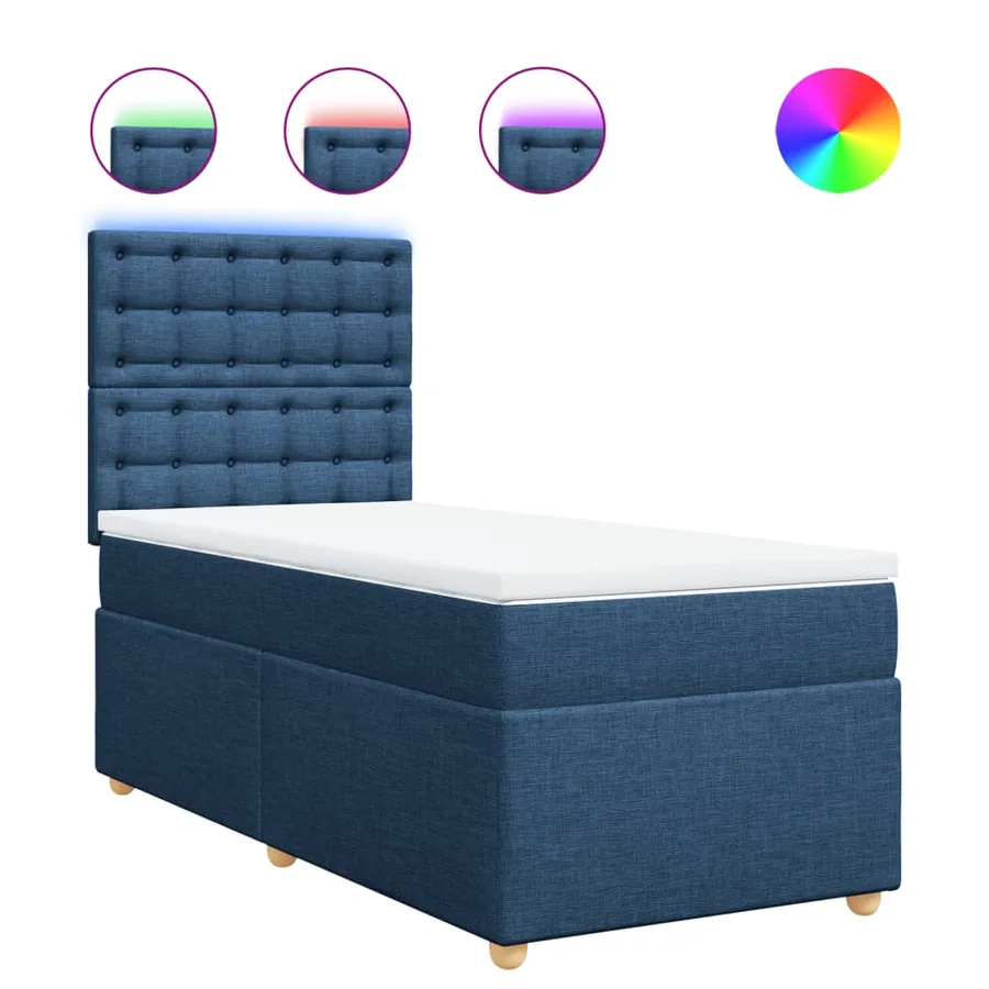 Sommier à lattes de lit avec matelas Bleu 90x190 cm Tissu - 2