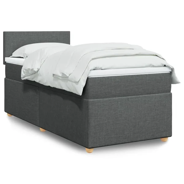 Sommier à lattes de lit avec matelas gris foncé 90x190 cm simple tissu
