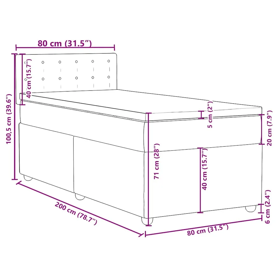 Sommier à lattes de lit avec matelas Crème 80x200 cm Tissu - 13