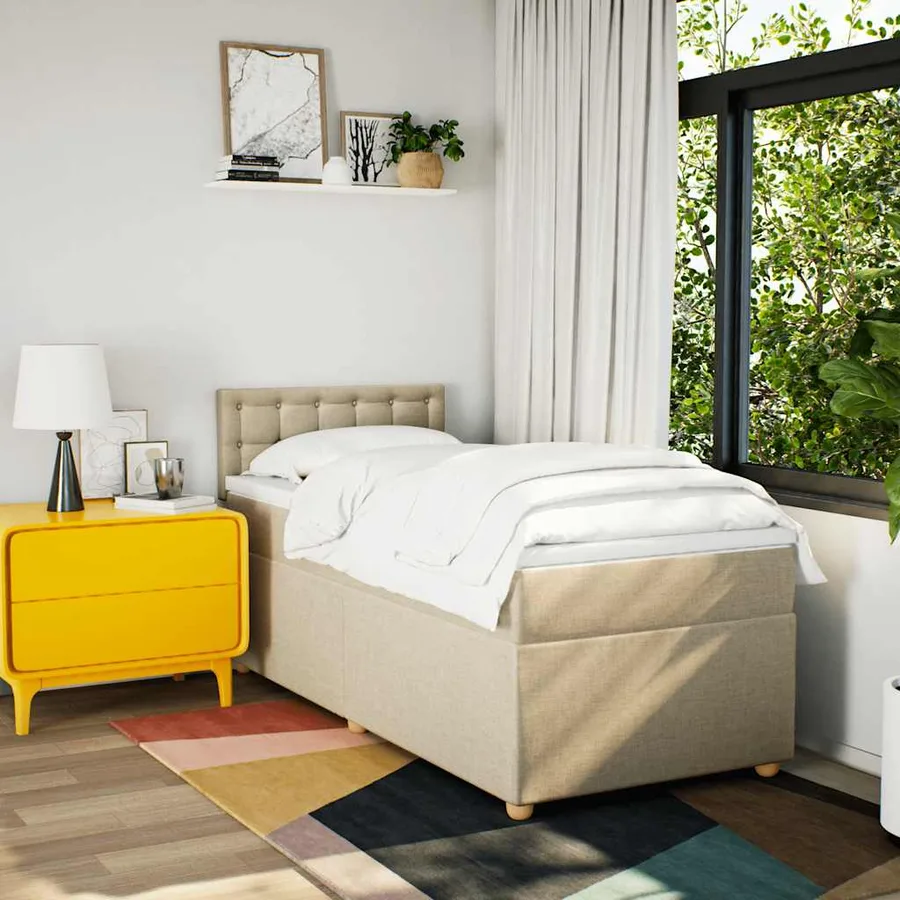 Sommier à lattes de lit avec matelas Crème 80x200 cm Tissu - 3