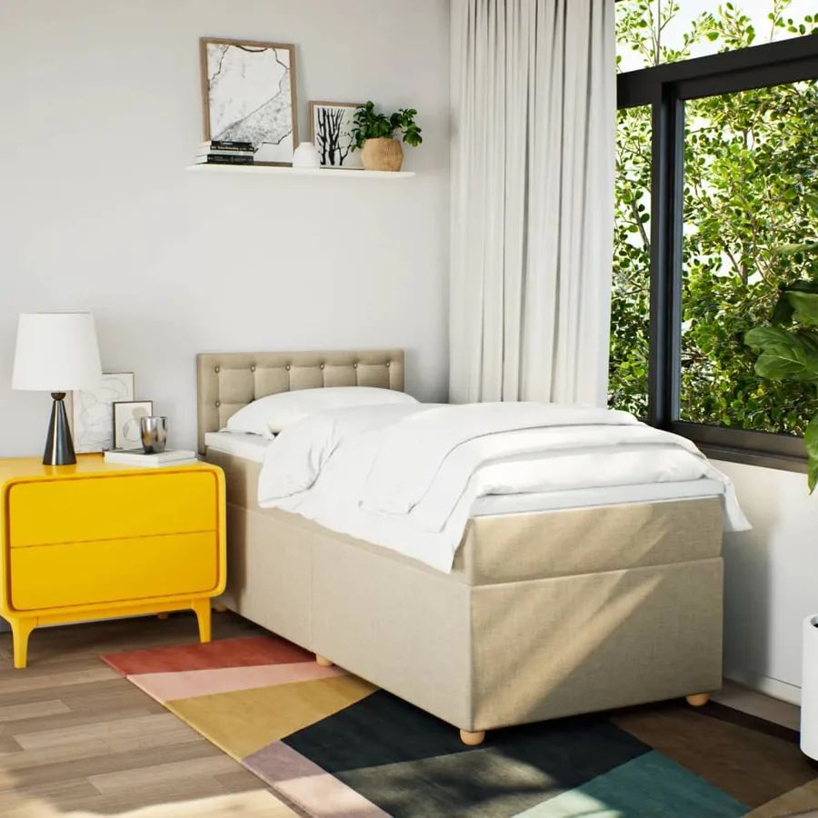 Sommier à lattes de lit avec matelas Crème 80x200 cm Tissu - 4