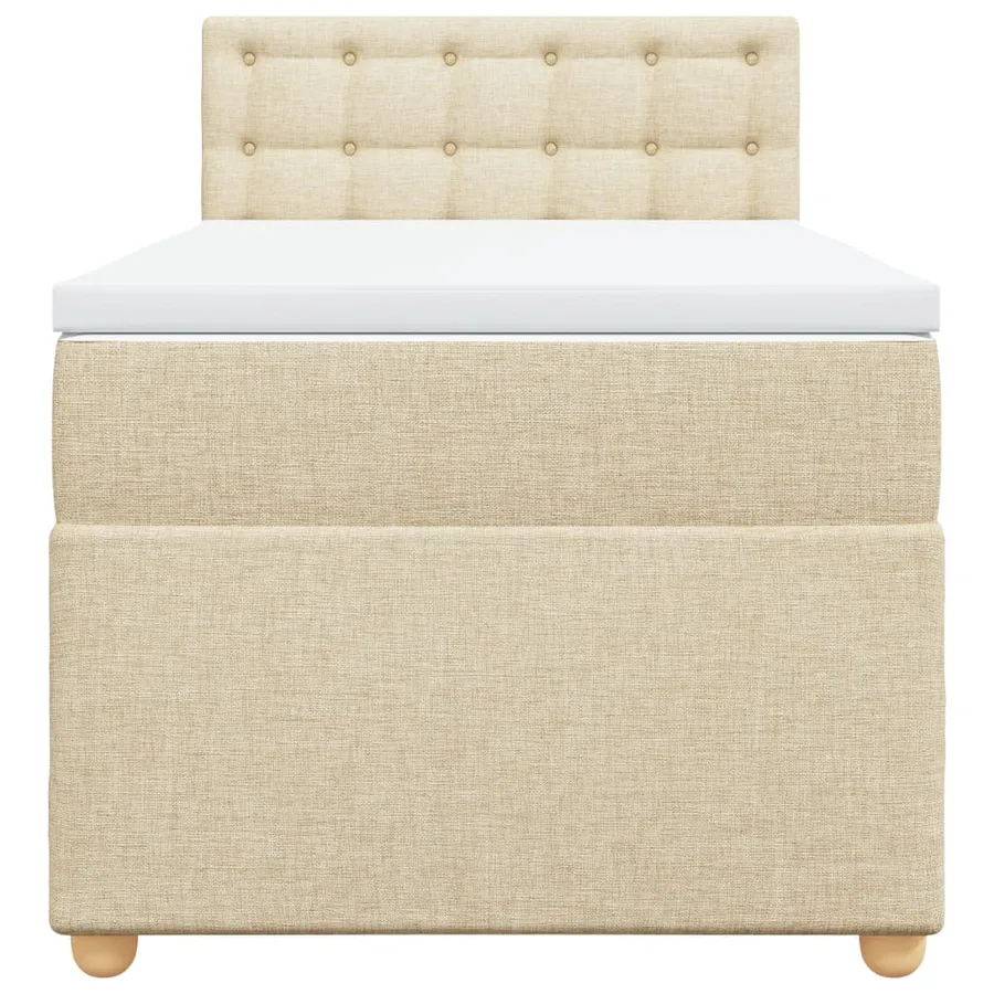 Sommier à lattes de lit avec matelas Crème 80x200 cm Tissu - 6
