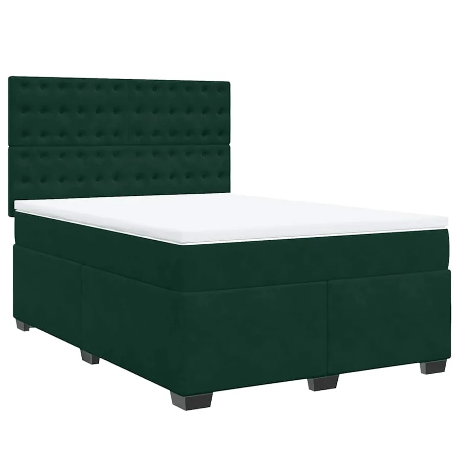 Sommier à lattes de lit et matelas Vert foncé 140x200cm Velours - 2