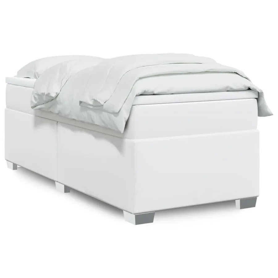 Sommier à lattes de lit avec matelas Blanc 80x200 cm Similicuir