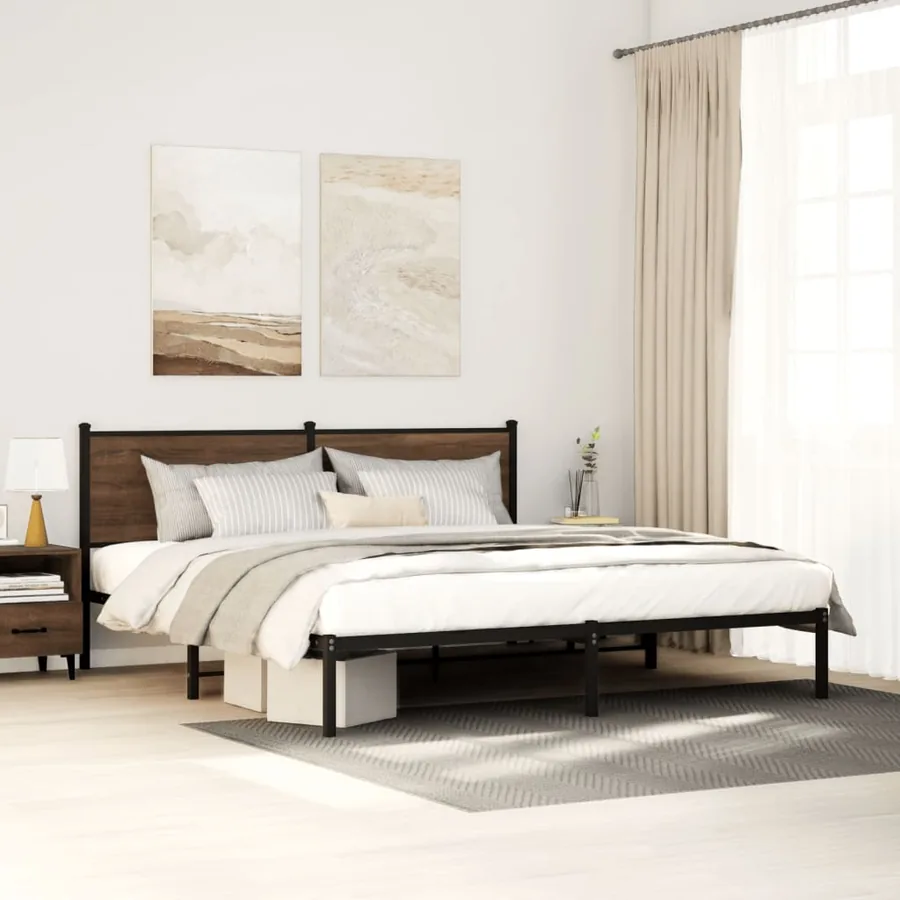 Cadre de lit en métal sans matelas chêne marron 200x200 cm