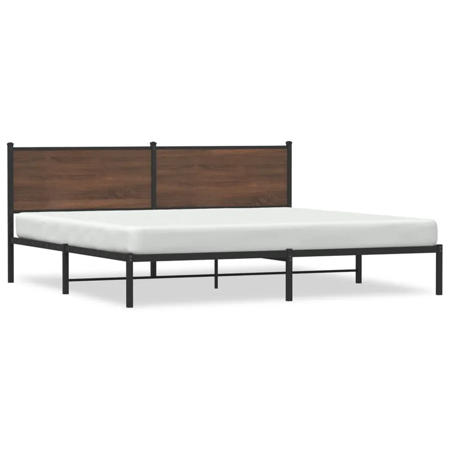 Cadre de lit en métal sans matelas chêne marron 200x200 cm - 2