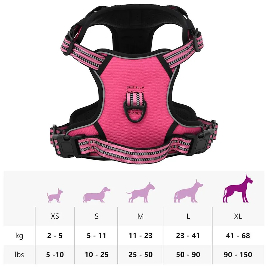 Harnais pour chien et bandes réfléchissantes réglables rose XL - 11