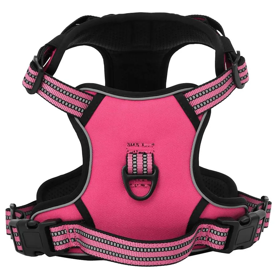 Harnais pour chien et bandes réfléchissantes réglables rose XL - 2