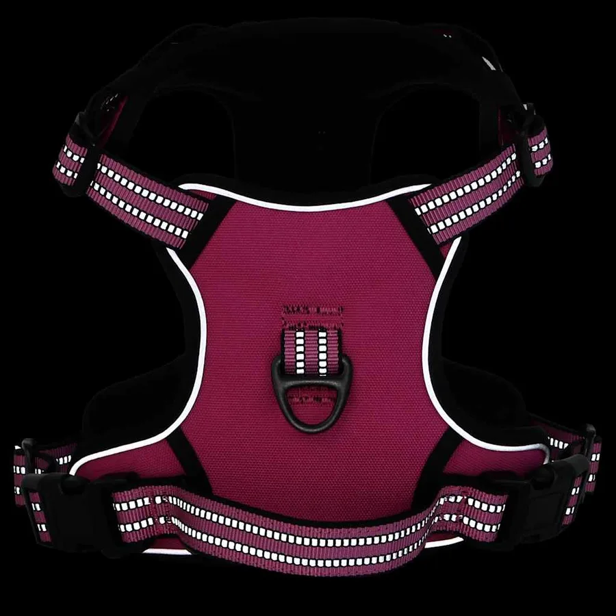 Harnais pour chien et bandes réfléchissantes réglables rose XL - 4