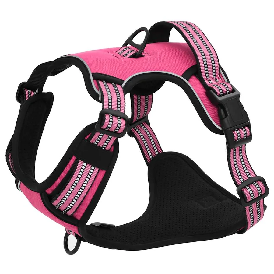 Harnais pour chien et bandes réfléchissantes réglables rose XL - 5