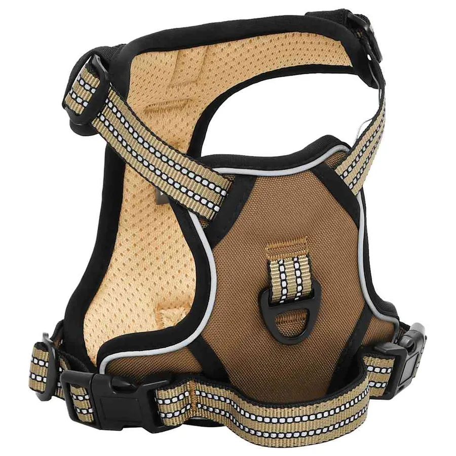 Harnais pour chien et bandes réfléchissantes réglables marron L - 3