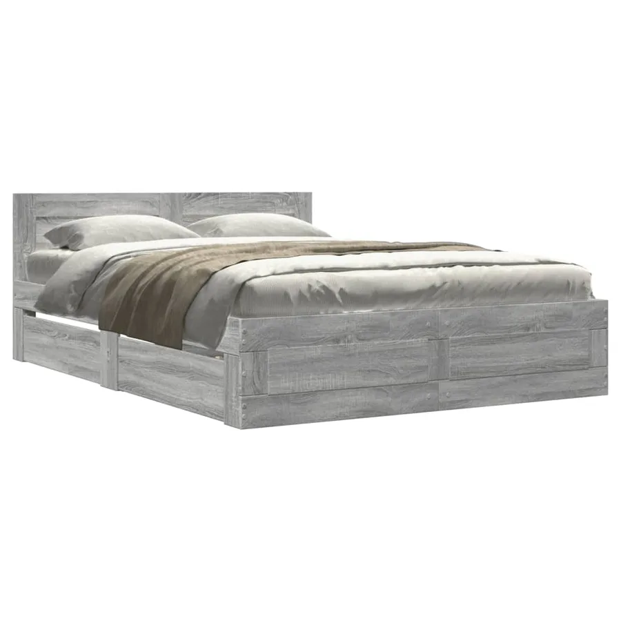 Cadre de lit et tête de lit sans matelas sonoma gris 120x190 cm - 2