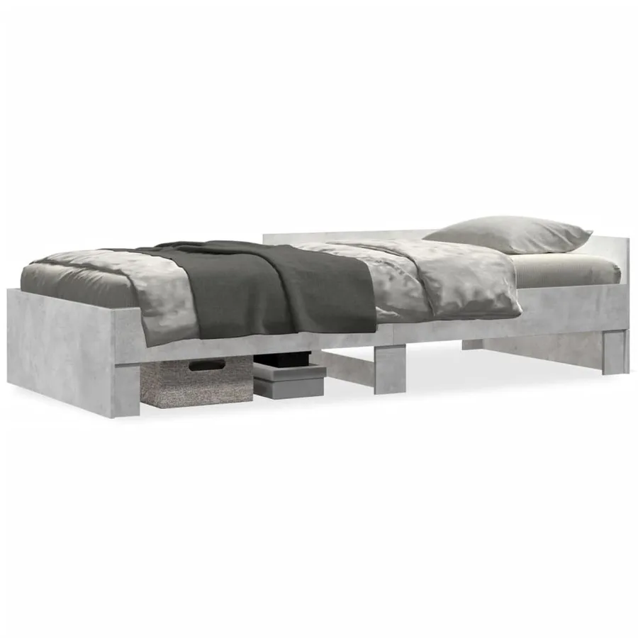 Cadre de lit sans matelas gris béton 75x190cm bois d'ingénierie - 2