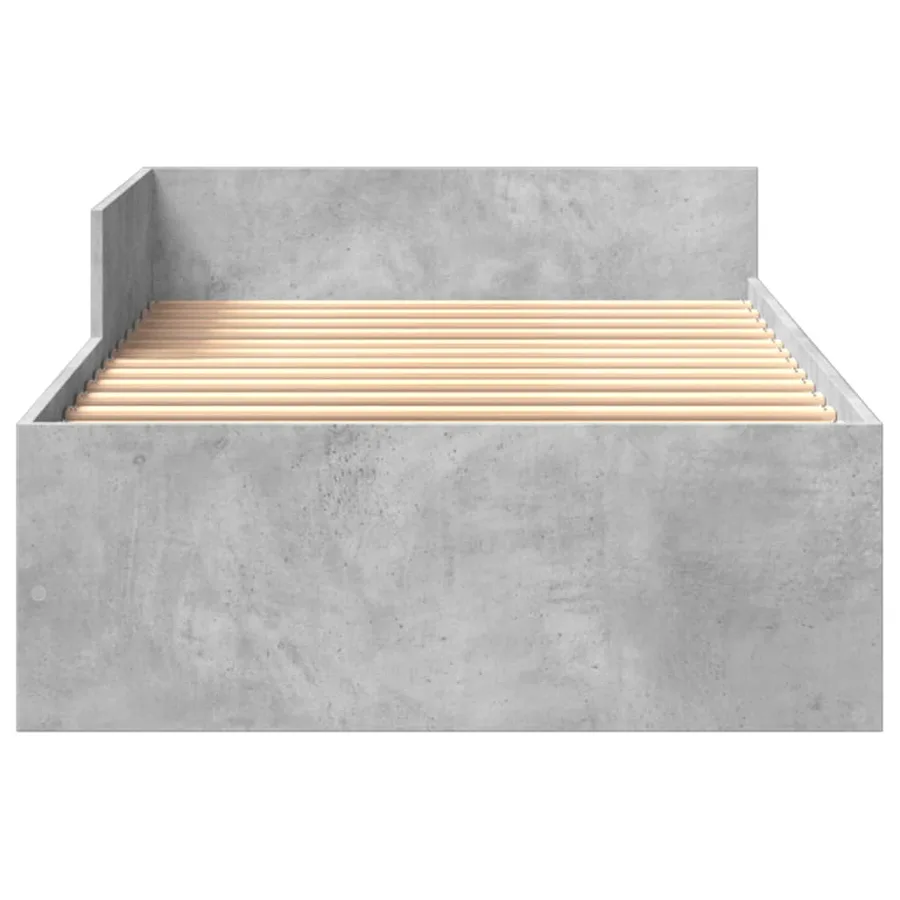Cadre de lit sans matelas gris béton 75x190cm bois d'ingénierie - 5