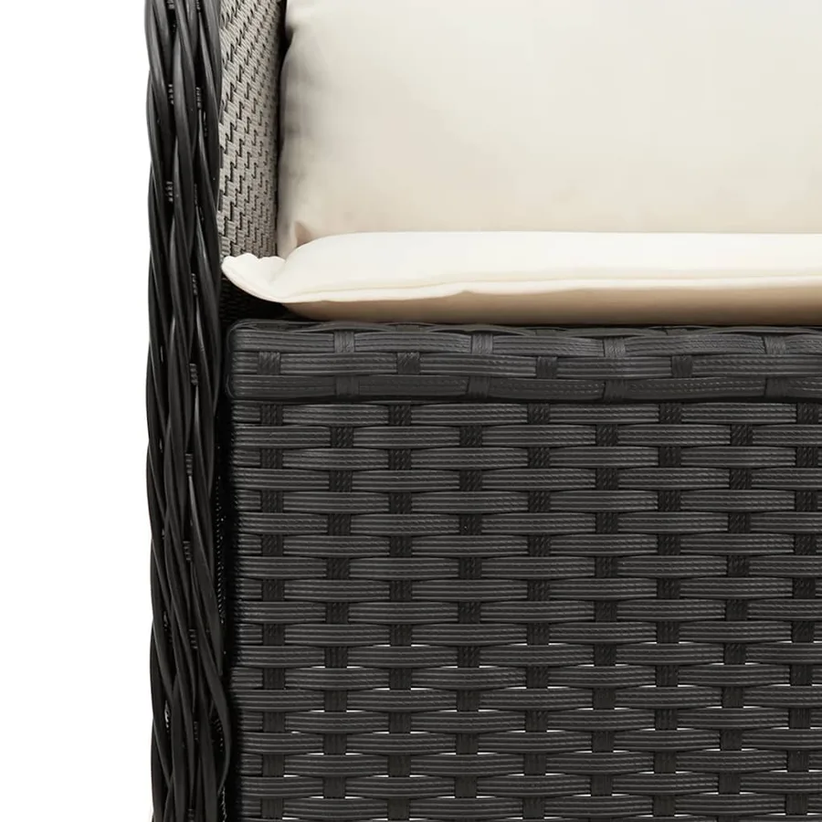 Salon de jardin 3 pcs avec coussins Noir Résine tressée - 7