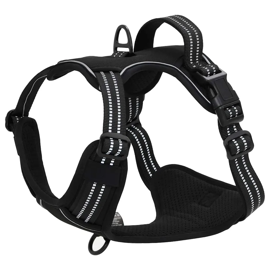 Harnais pour chien avec laisse et collier réglables noir S - 8