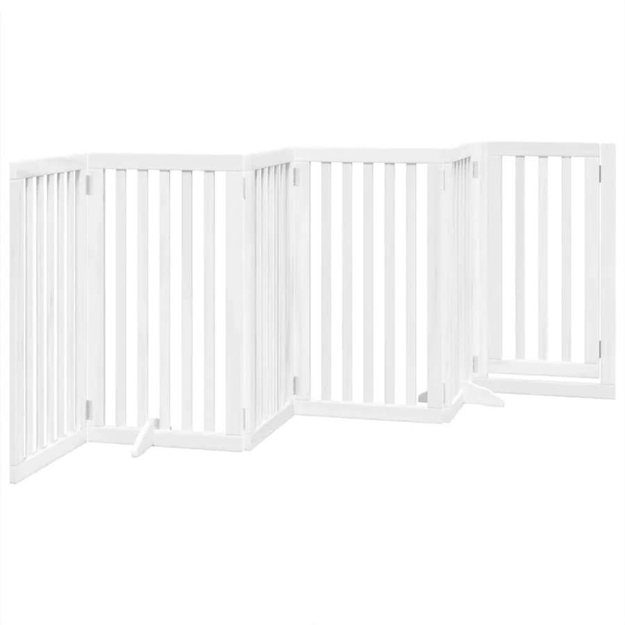 Barrière pour chiens et porte 6 panneaux blanc bois de peuplier - 6