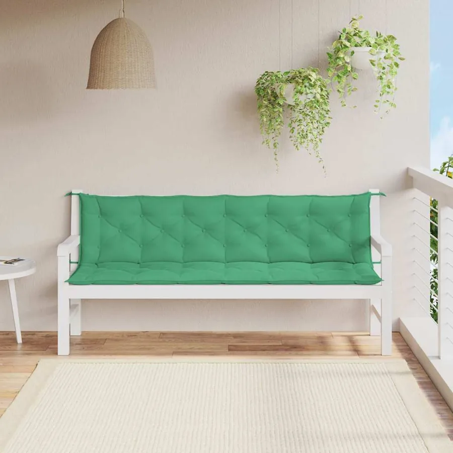 Coussin de banc de jardin vert 200x(50+50)x7 cm tissu oxford - 3