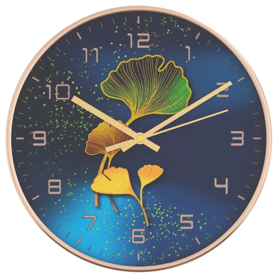 Horloge murale doré et bleu Ø29,5 cm polystyrène et verre - 2