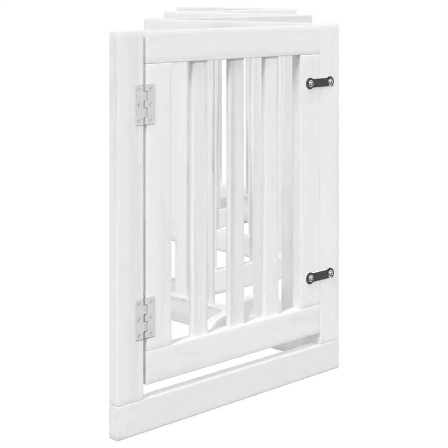 Barrière pour chiens et porte 6 panneaux blanc bois de peuplier - 5