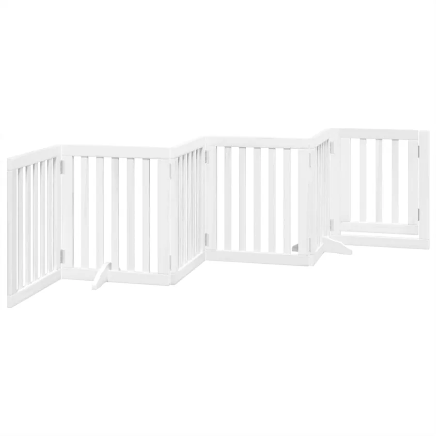 Barrière pour chiens et porte 6 panneaux blanc bois de peuplier - 6