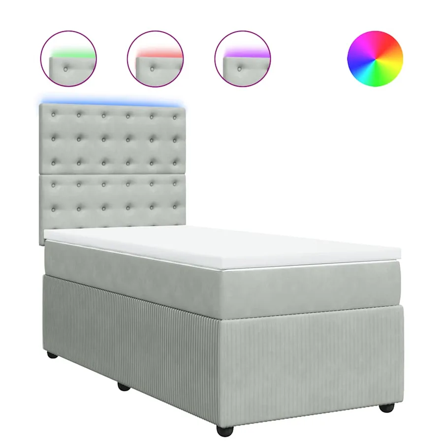 Sommier à lattes de lit et matelas Gris clair 80x200 cm Velours - 2