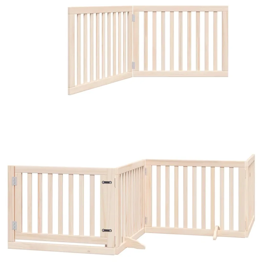 Barrière pour chien porte pliable 8 panneaux bois de peuplier - 12