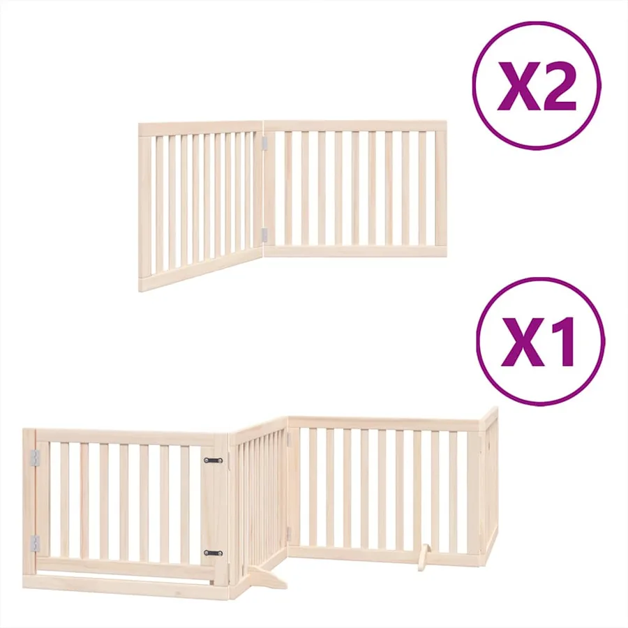Barrière pour chien porte pliable 8 panneaux bois de peuplier - 2