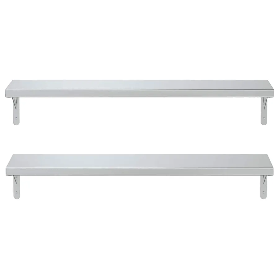 Étagères murales 2 pcs 100x23,5 cm argenté acier inoxydable - 5