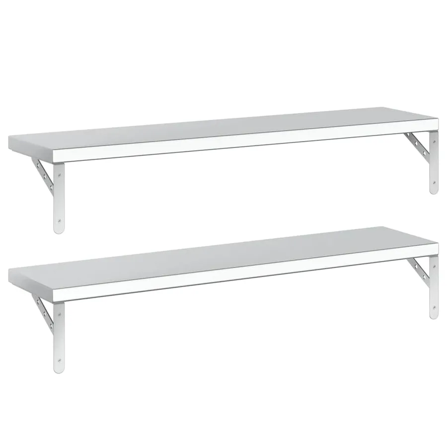 Étagères murales 2 pcs 100x23,5 cm argenté acier inoxydable - 7