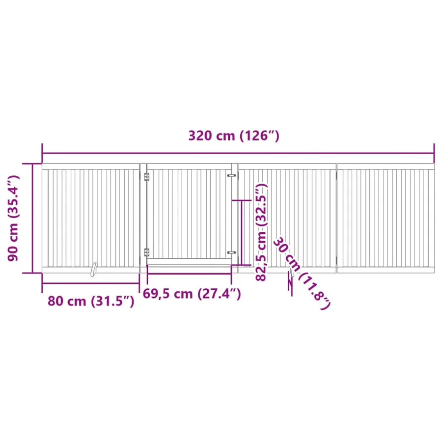 Barrière pour chiens et porte 4 panneaux blanc bois de peuplier - 11
