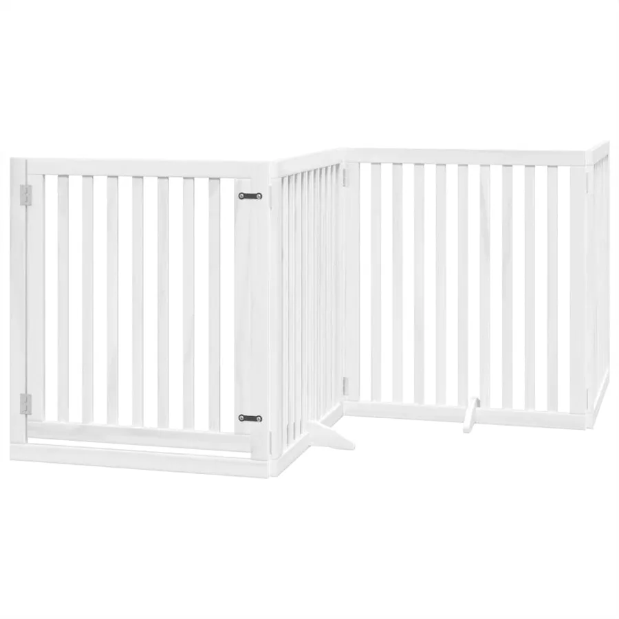 Barrière pour chiens et porte 4 panneaux blanc bois de peuplier - 2