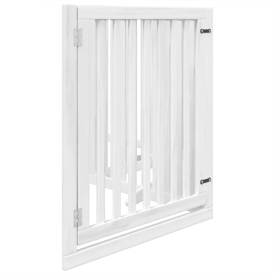 Barrière pour chiens et porte 4 panneaux blanc bois de peuplier - 5