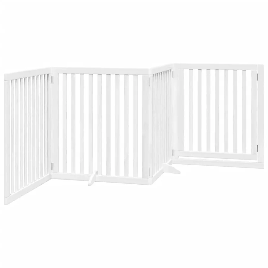 Barrière pour chiens et porte 4 panneaux blanc bois de peuplier - 6