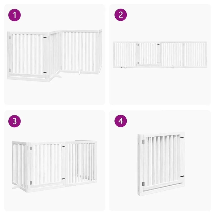 Barrière pour chiens et porte 4 panneaux blanc bois de peuplier - 7