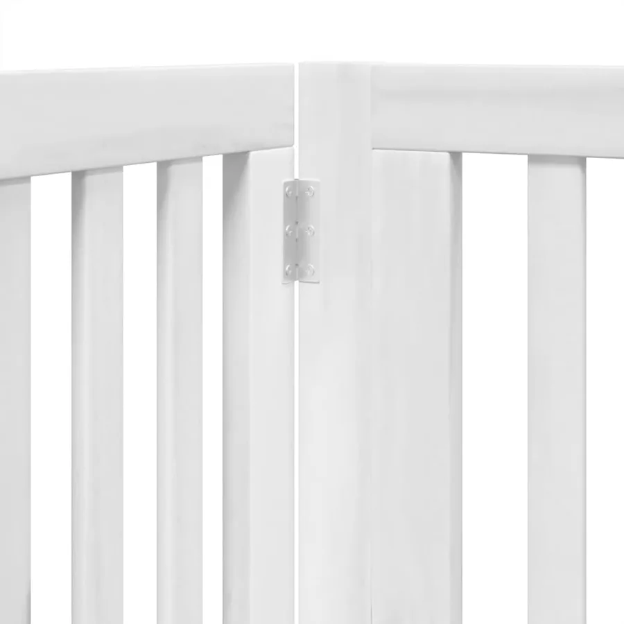 Barrière pour chiens et porte 4 panneaux blanc bois de peuplier - 8