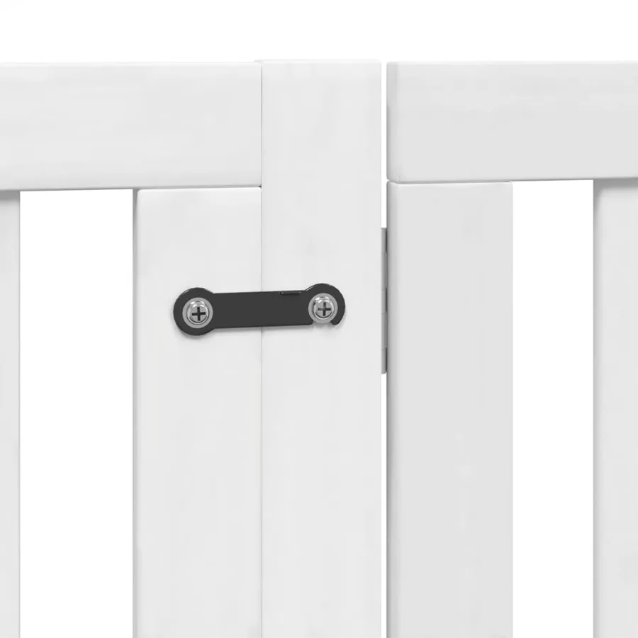 Barrière pour chiens et porte 4 panneaux blanc bois de peuplier - 9