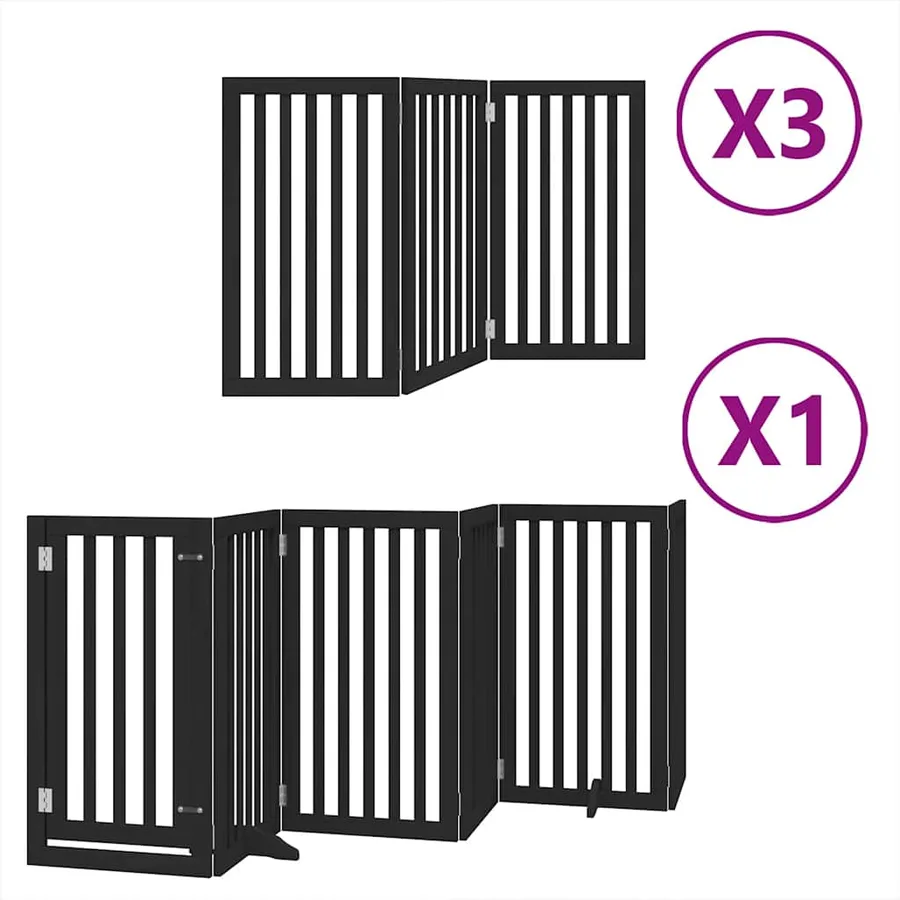 Barrière pour chien porte pliable 15panneaux noir bois peuplier - 2