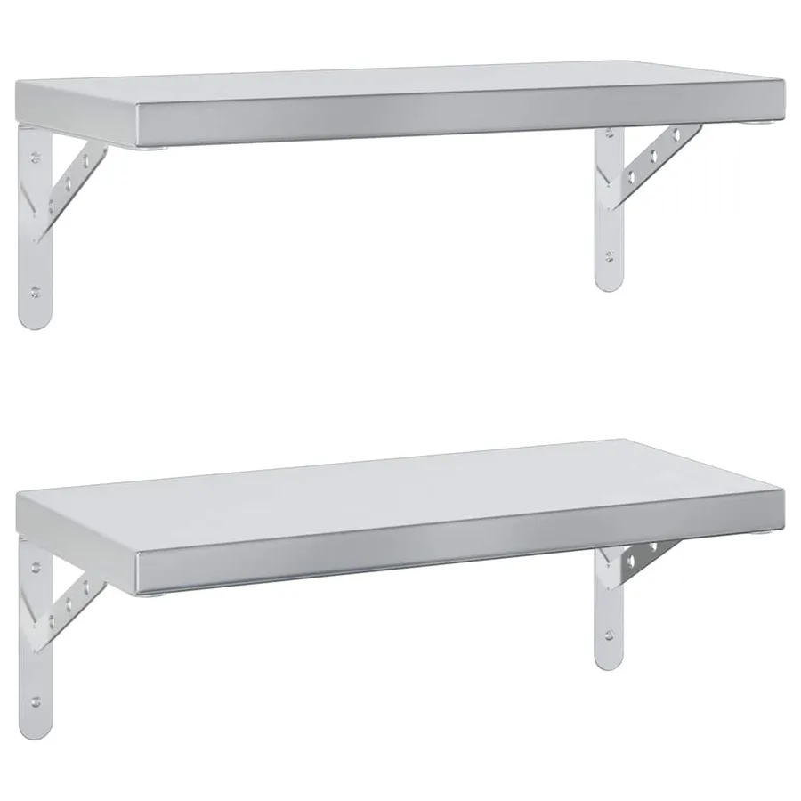 Étagères murales 2 pcs 50x23,5 cm argenté acier inoxydable - 2